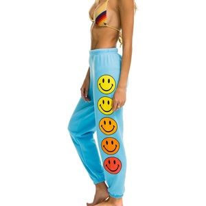 XS Aviator Nation Smiley Sunset Sweatpants - Sky